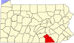 Map of Pennsylvania highlighting York County